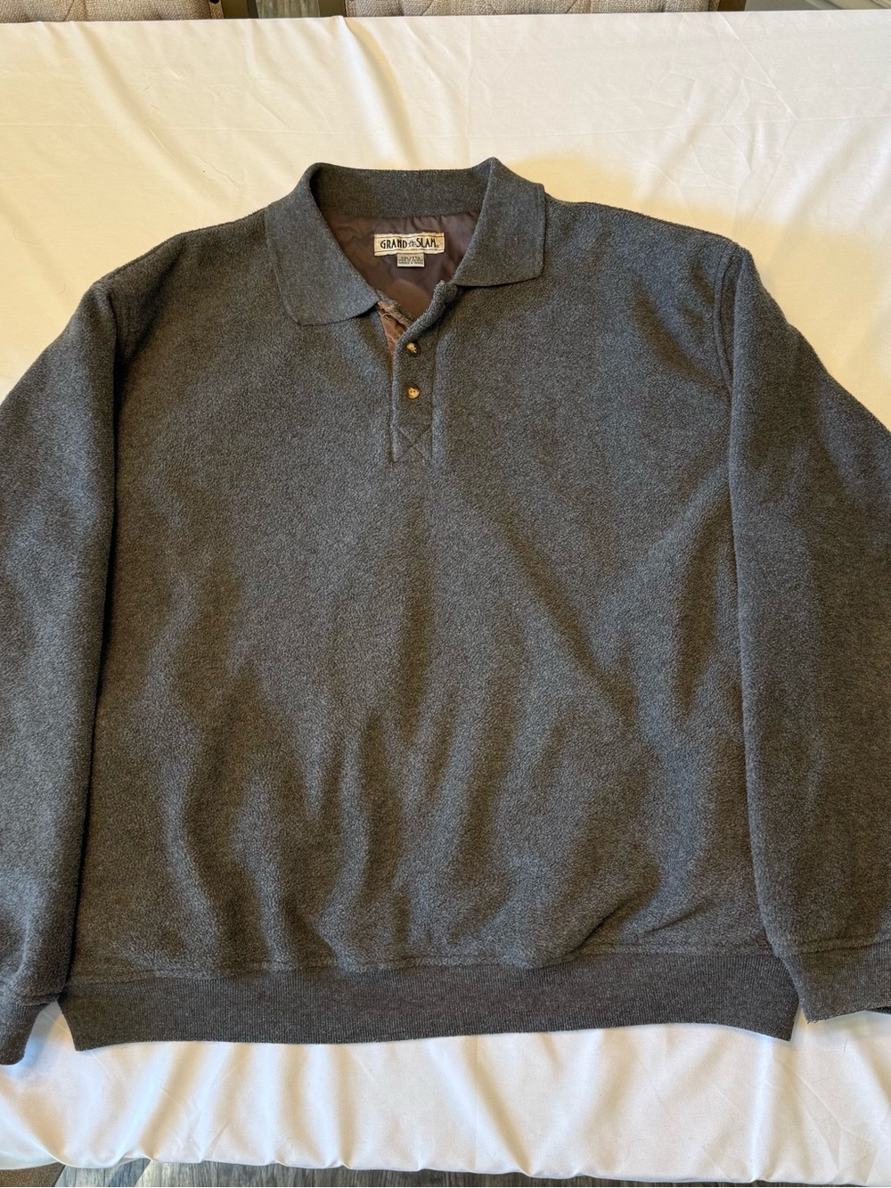 Grand Slam Charcoal Gray Long Sleeve Polo Sweater